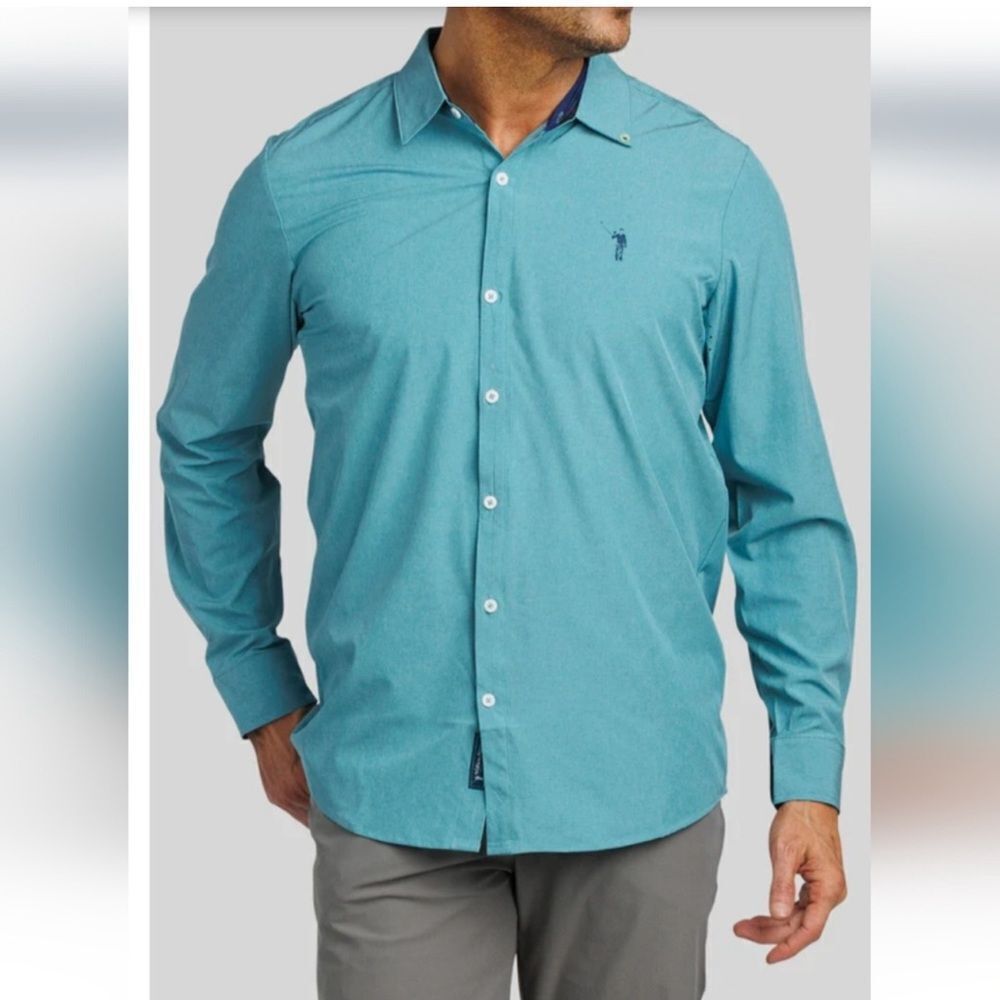 William Murray Classic Men's Performance Long Sleeve Button Down Shirt Blue XL - Picture 11 of 11